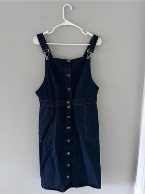 Button-Down Denim Overalls Dress